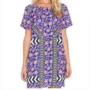 MINKPINK Floral/Chevron Short‎ Sleeve Midi Dress